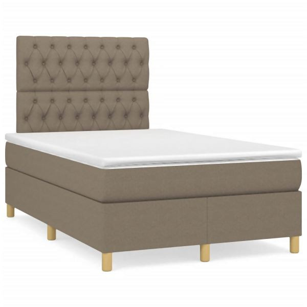 vidaXL Boxspringbett mit Matratze & LED Taupe 120x190 cm Stoff, 3270271