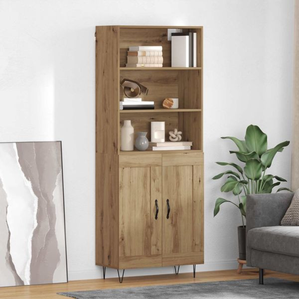 vidaXL Highboard Artisan-Eiche 69,5 x 32,5 x 180 cm Holzwerkstoff, 3416048
