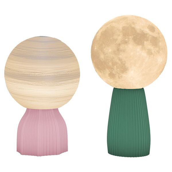 HOMCOM Tischlampen-Set in Planeten-Optik, 3-farbig, USB, Kunststoff, Weiß, B31-564V00WT