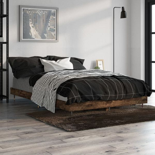 vidaXL Bettgestell Räuchereiche 120x190 cm Holzwerkstoff, 832194