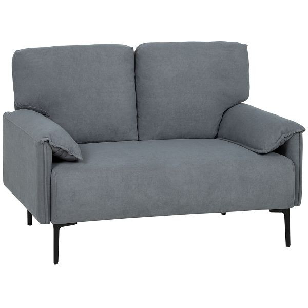 HOMCOM 2-Sitzer-Sofa, dicke Kissen, samtiger Bezug, Polstersofa, Schwarz, 83B-480V00BK