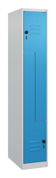 C+P Z-Spind Classic PLUS, 2 Abteile, 1700x300x500mm, 7035/5012, Drehriegel, 0800037-102 S10008