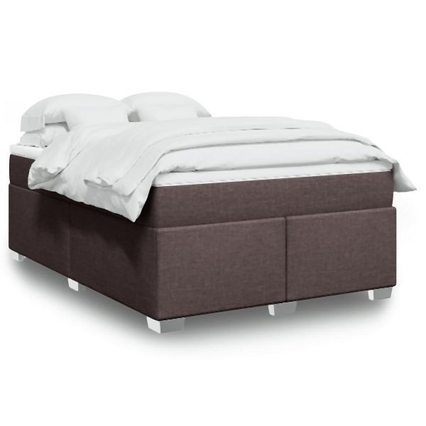 vidaXL Boxspringbett mit Matratze Dunkelbraun 160x200 cm Stoff, 3285147