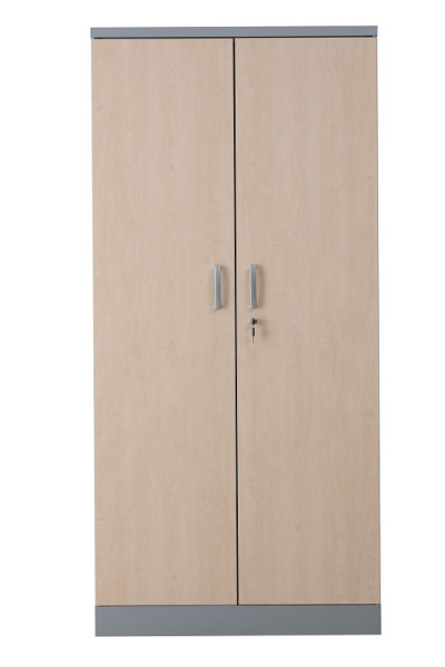 Gürkan Flügeltürenschrank, 42 x 92 x 195 cm, Silber, Ahorn, Fachboden Stück 4, FLC/WD.19, 100124