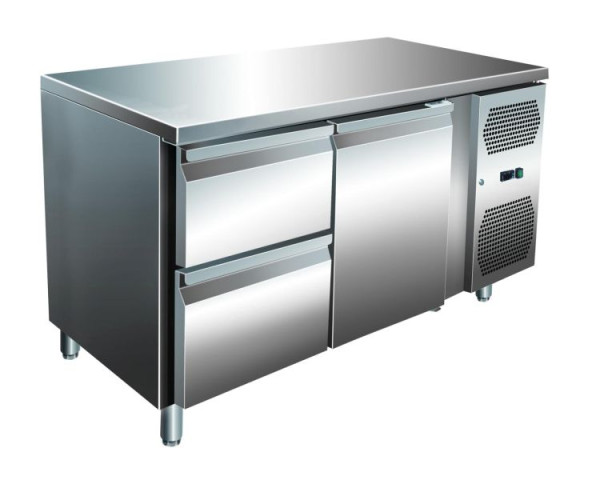 A&S Polarny VIP Kühltisch mit 1x 2 Schubladen und 1 Tür -2 bis +8°C 1.360x700x860 mm, KT2C2-VIP