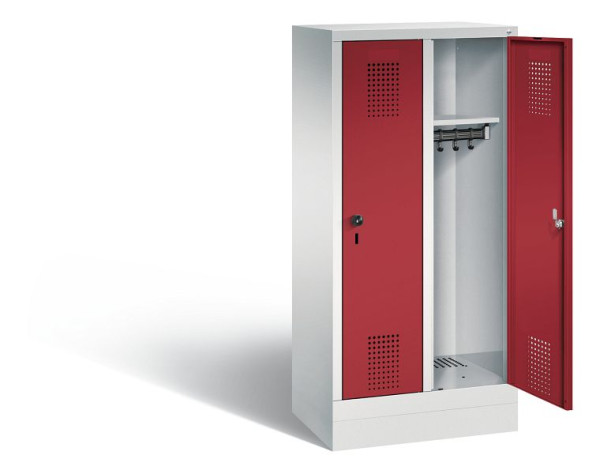 C+P Kindergarten-Spind Evolo, H1300xB610xT300mm, Farbe: Lichtgrau / Rubinrot, 480203-20 S10054