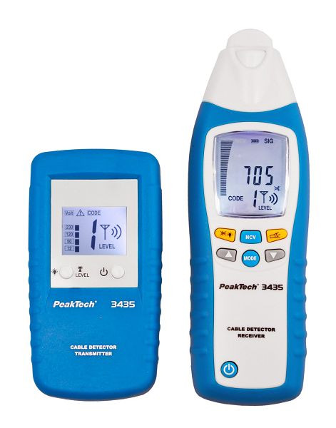 PeakTech Leitungssuchgerät / Stromkreisdetektor mit Sender & Empfänger mit LCD Anzeige, P 3435
