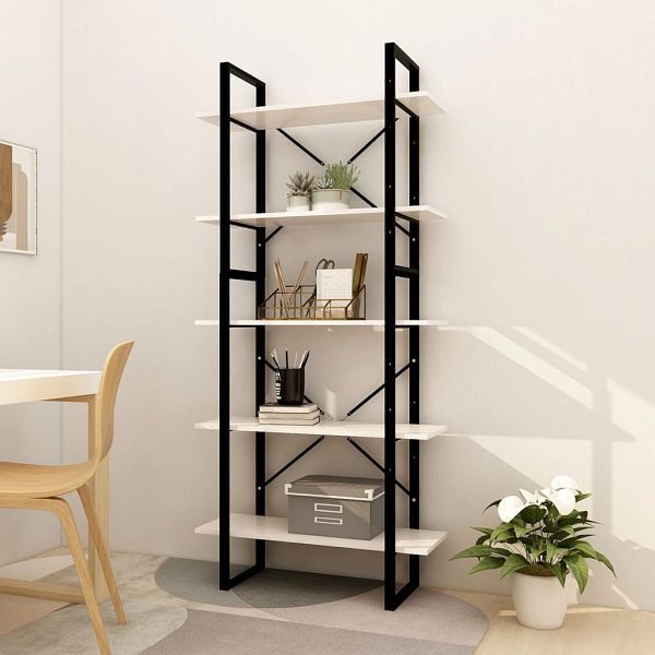vidaXL Bücherregal 5 Fächer Weiß 80x30x175 cm Massivholz Kiefer, 3081994