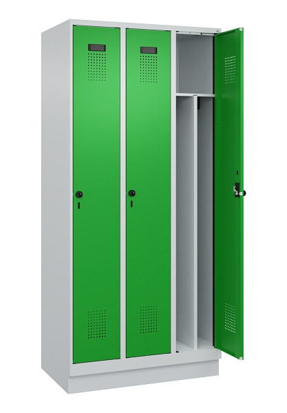 C+P Spind Evolo PLUS, mit Sockel, 3 Abteile, 1950x900x500mm, 7035/6037, Verschluss Drehriegel, 049020-30F S10011