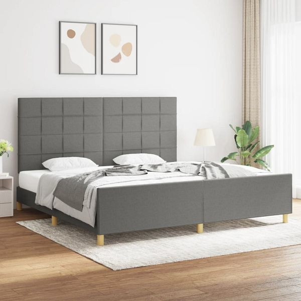 vidaXL Bettgestell mit Kopfteil Dunkelgrau 200x200 cm Stoff, 3125082