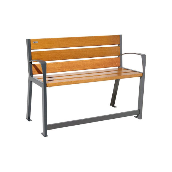 STEIN HGS PROCITY® Bank Silaos® für Senioren Holz & Stahl / 1200mm und 1800 mm, helle Eiche, Procity Grau, 1200 mm, 78367.0018