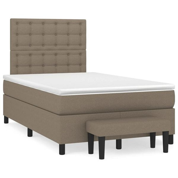 vidaXL Boxspringbett mit Matratze Taupe 120x190 cm Stoff, 3270387