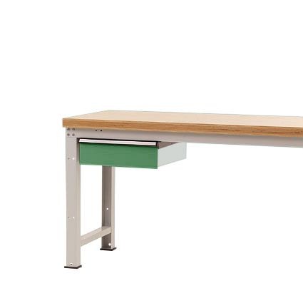Manuflex Einzelschubfach in Resedagrün RAL 6011, Ohne Zylinderschloss, für Tischtiefe 700 mm, BxTxH= 425 x 550 x 135mm, Resedagrün, ZB2032.6011