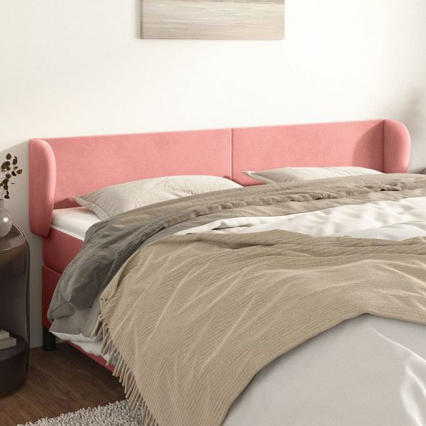 vidaXL Kopfteil mit Ohren Rosa 163x23x78/88 cm Samt, 3116923