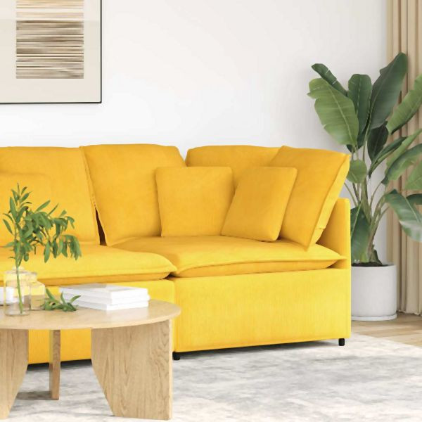 vidaXL Modulares Sofa Eckmodul mit Kissen Hellgelb 100 cm, 4104473