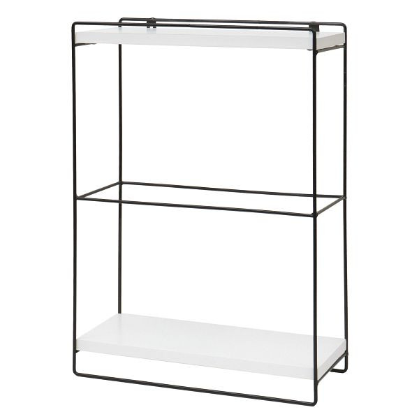 Mendler Wandregal HWC-K77, Hängeregal Regal Küchenregal, Massiv-Holz Metall Industrial 2 Regalböden 50x35x17cm, weiß, 98620