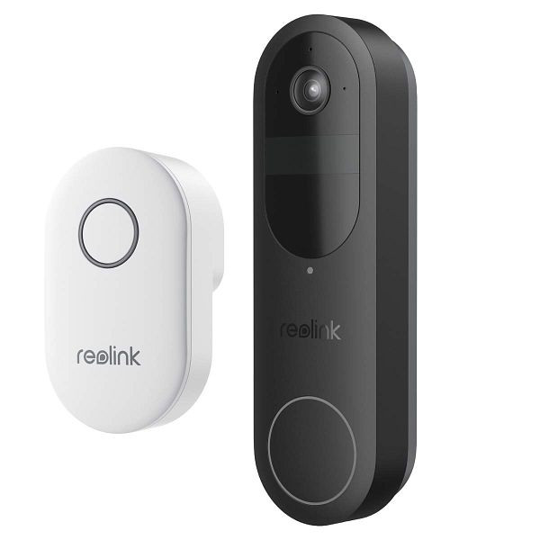 REOLINK D340B Video Doorbell intelligente batteriebetriebene 2K Dual-Band WLAN Video-Türklingel mit Gong, inkl. 64 GB MicroSD-Karte, rld34b