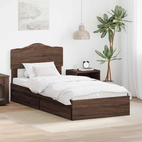 vidaXL Aufbewahrungsbett Braun Eichen-Optik 75 x 190 cm Holzwerkstoff, 3413151