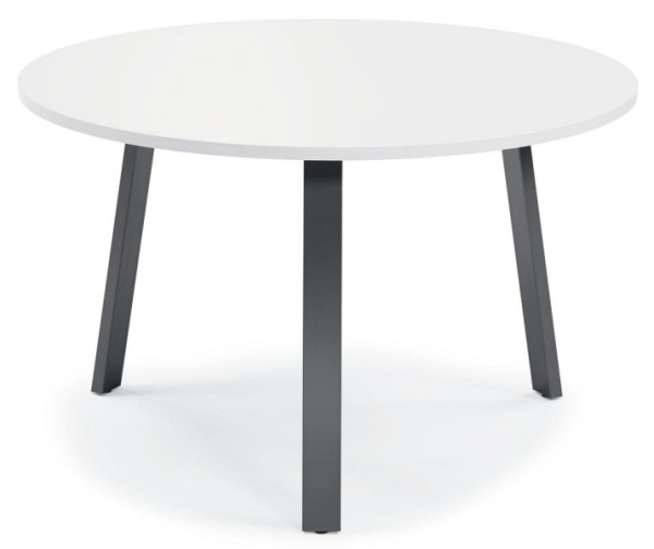 Deskin Konferenztisch RIO, Platte Dekor Weiß, Gestell Anthrazit RAL 7016, Durchmesser 1000 mm, Höhe 735 mm, 281546