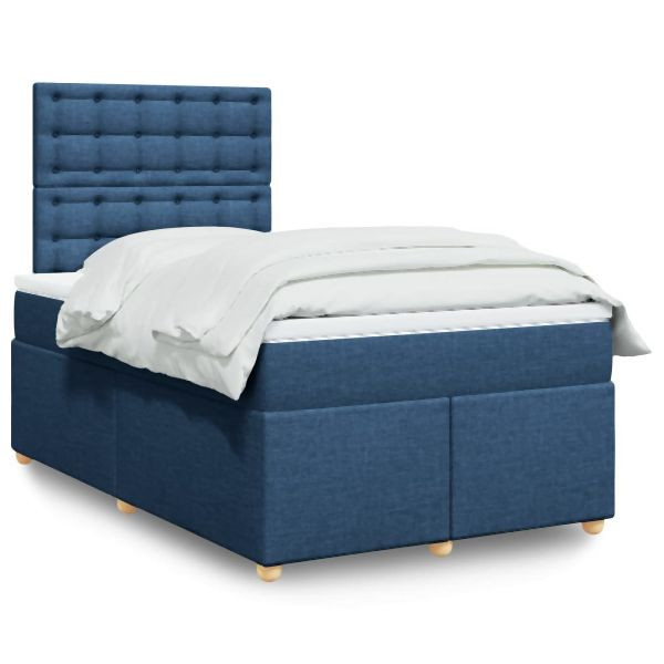 vidaXL Boxspringbett mit Matratze Blau 120x200 cm Stoff, 3291267
