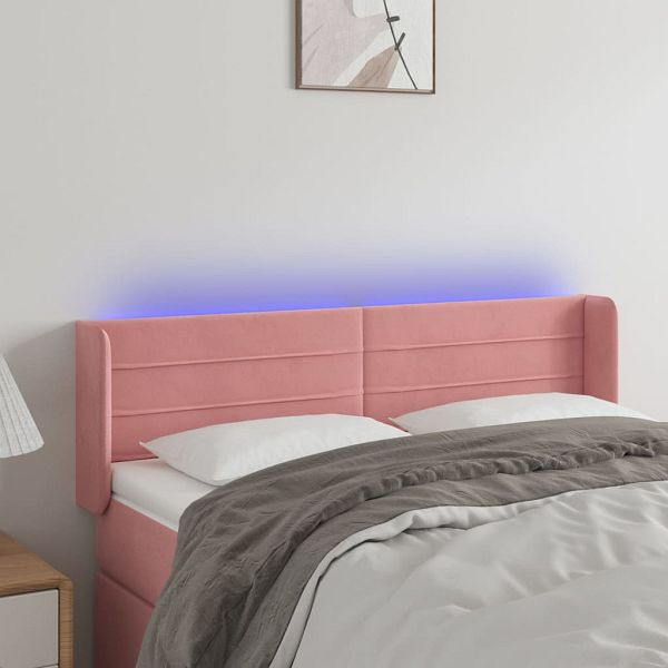 vidaXL LED Kopfteil Rosa 147x16x78/88 cm Samt (Polyester), 3123429