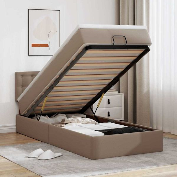 vidaXL Ottoman-Bett mit Matratzen & LEDs 90x200 cm Kunstleder, 3312136