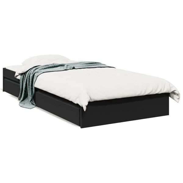 vidaXL Bettgestell mit Schubladen Schwarz 75x190 cm Holzwerkstoff, 3280714