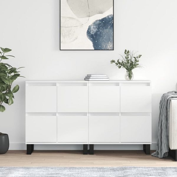 vidaXL Sideboards 2 Stück Hochglanz-Weiß Holzwerkstoff, 3190183