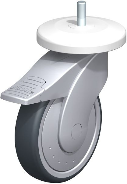 Blickle LWGE-TPA 126K-11-FI-ELS-FK-AMG100 Kunststoff-Lenkrolle WAVE mit Abweisrad & Feststeller, Thermoplastisches Gummi-Elastomer, Grau, 849592