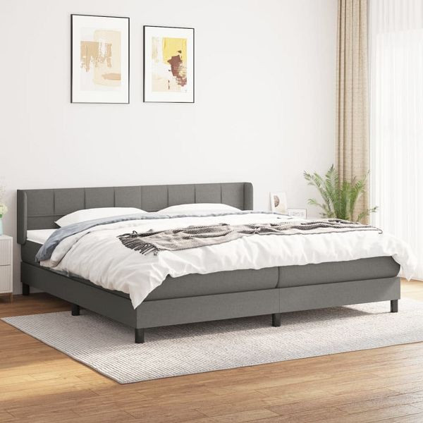 vidaXL Boxspringbett mit Matratze Dunkelgrau 200x200 cm Stoff, 3129738
