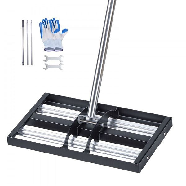 VEVOR Rasenrakel 438x255 mm, Edelstahl Nivellierrechen mit 161 cm Stiel für Garten & Golfplatz, CPPZPEKGLK10STLEJ002V0