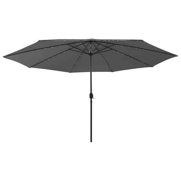 vidaXL Sonnenschirm mit LED-Leuchten und Metallmast 400 cm Anthrazit, 312532