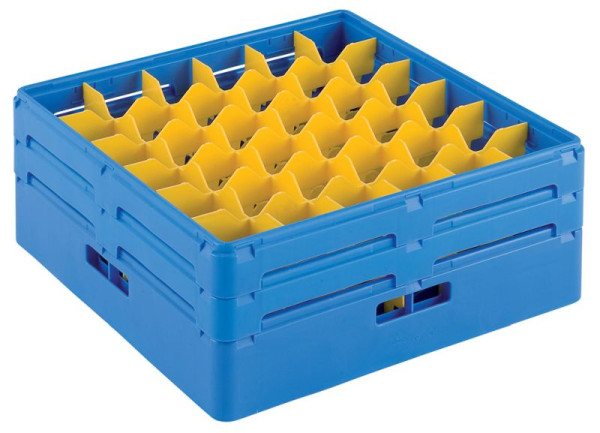 ZANUSSI Gläserkorb Kunststoff, blau, mit Facheinteilungen und geneigtem Boden, Fassungsvermögen: 36 Gläser, Maße: 500 x 500 x 205 mm, 406867032