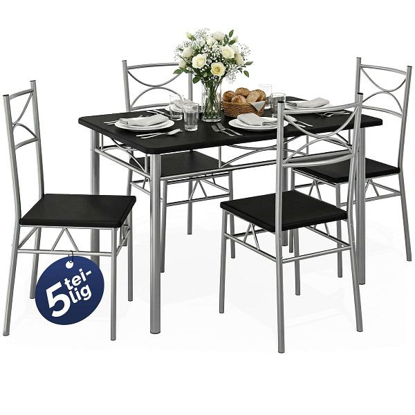 casaria Sitzgruppe Paul 5-tlg Schwarz, 107898, 4251779121670