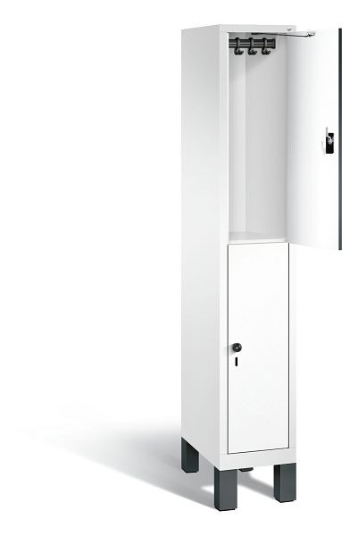 C+P Spind doppelstöckig Evolo, H1850xB320xT500mm, Farbe: Verkehrsweiß / Dekor Weiß, 48310-10 S10108