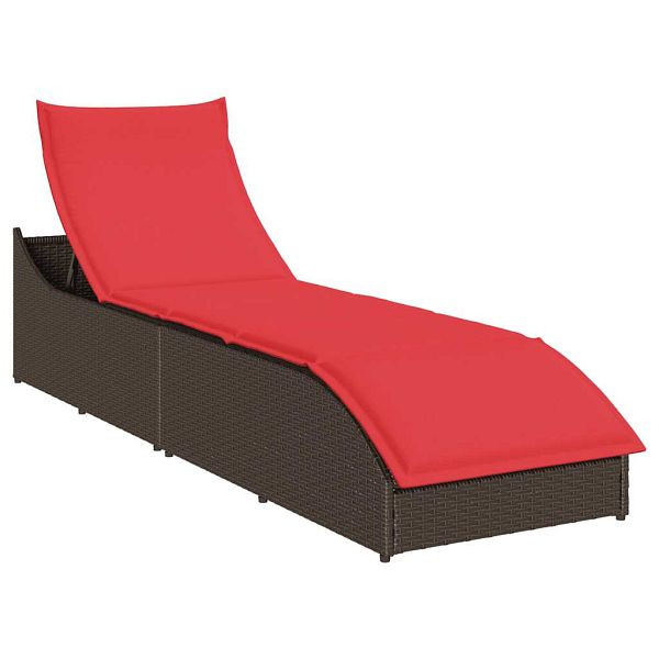 vidaXL Klappliege mit Auflage und Stauraum Braun Poly-Rattan, 4104226