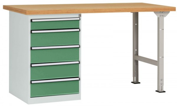 Manuflex Werkbanksystem COMBI Modell 4 mit Multiplexplatte, BxTxH = 1500 x 700 x 840 mm, Resedagrün, WC5104.6011
