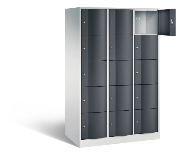 C+P XL-Schließfachschrank Resisto, H1950xB1148xT640mm, Farbe: Lichtgrau / Schwarzgrau, 8570-373 S10121