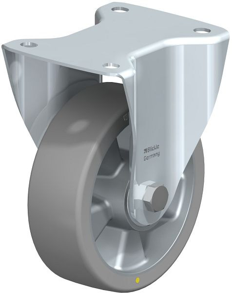 Blickle B-ALTH 150K-AS Stahlblech-Bockrolle, mittelschwere Ausführung, mit Anschraubplatte, Blickle Extrathane®, Grau, 656850