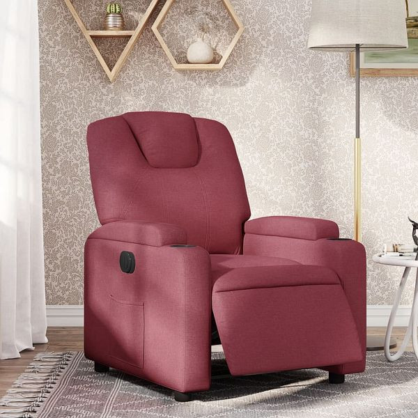 vidaXL Relaxsessel Elektrisch Weinrot Stoff, 3204347, 8721012168350