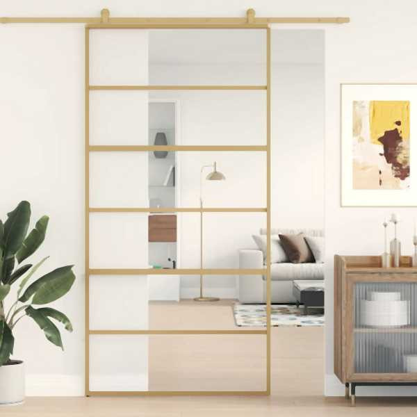 vidaXL Schiebetür Golden 102,5x205 cm ESG-Klarglas und Aluminium, 155162