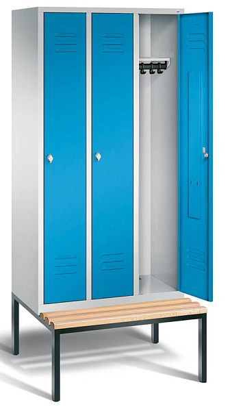 Bedrunka+Hirth Garderobenschrank mit Sitzbank, 4x Abteil, Abteilbreite in mm: 300, Zylinderschloss, 1190 x 500 x 2090 mm, 06.03.431