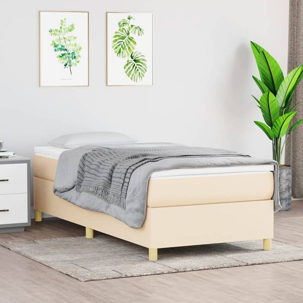 vidaXL Bettgestell Creme 100x200 cm Stoff, 3120942, 8720287236030