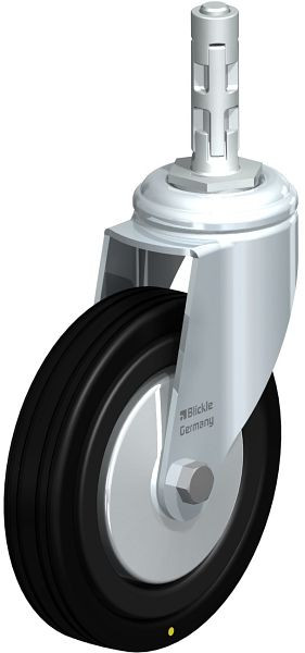 Blickle LKRA-VPA 125K-11-EL-FA-E11 Apparate-Lenkrolle mit Expander, Vollgummi, Schwarz, 750805