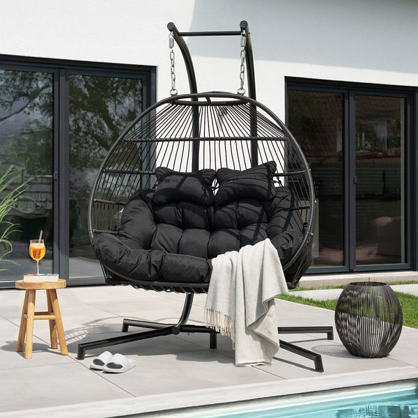 HOME DELUXE Hängesessel LOMA, 2 Sitzer Schwarz, 72145