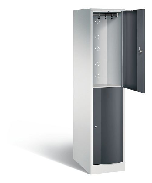 C+P Spind doppelstöckig XL Resisto, H1950xB396xT640mm, Farbe: Lichtgrau / Schwarzgrau, 8270-173 S10004