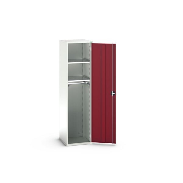 bott verso Garderobenschrank, mit 2 Fachböden und 1 Kleiderstange, BxTxH: 525 x 550 x 2000 mm, Lichtgrau / Purpurrot, 16926351.24