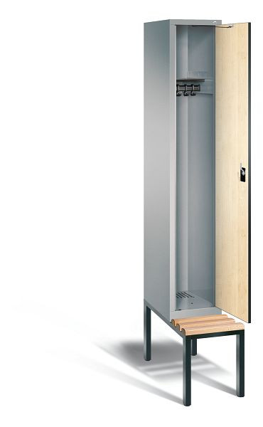 C+P Garderobenschrank Evolo, H2090xB320xT815mm, Farbe: Weißaluminium / Dekor Donau-Ahorn, 48050-10 S10164