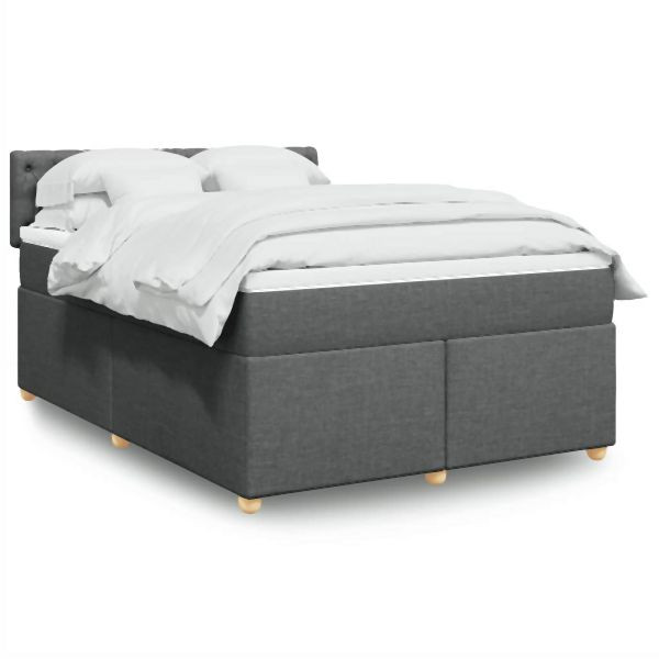 vidaXL Boxspringbett mit Matratze Dunkelgrau 160x200 cm Stoff, 3289039