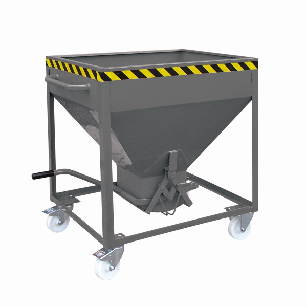 Eichinger Industrie Silobehälter auf Rollen, mittigem, per Hebel bedienbarem Auslauf, 600 Liter anthrazitgrau, 20510900000096